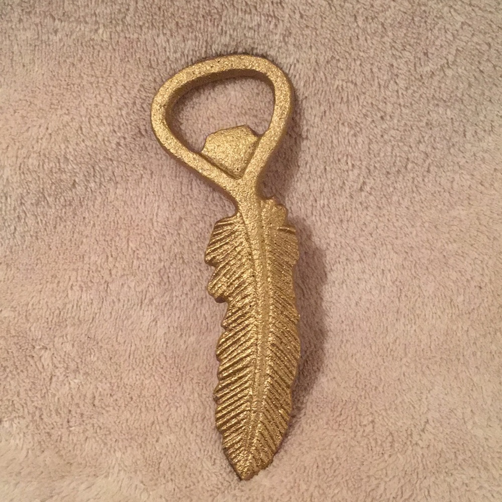 Gold Feather Bottle Opener NWT